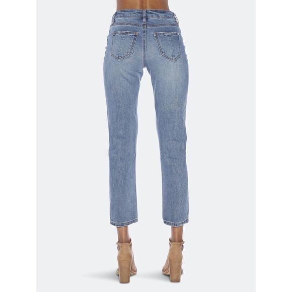 Prosperity Denim Vintage Straight Leg High Rise Crop Jeans in Blue, Size 29 - Picture 4 of 16